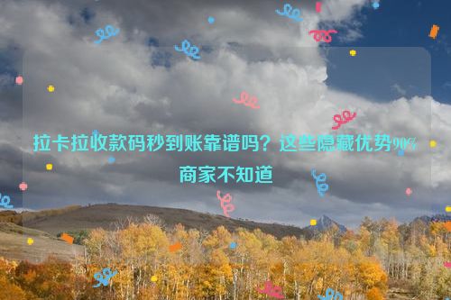 拉卡拉收款码秒到账靠谱吗？这些隐藏优势90%商家不知道