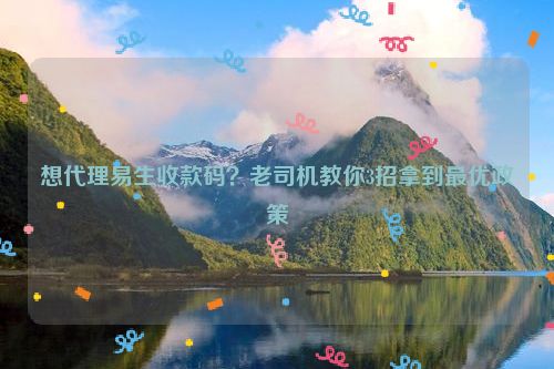 想代理易生收款码？老司机教你3招拿到最优政策