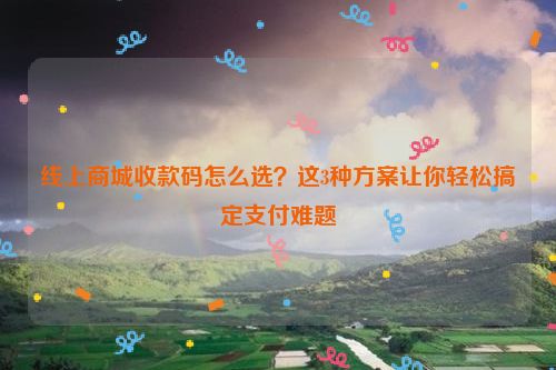 线上商城收款码怎么选？这3种方案让你轻松搞定支付难题